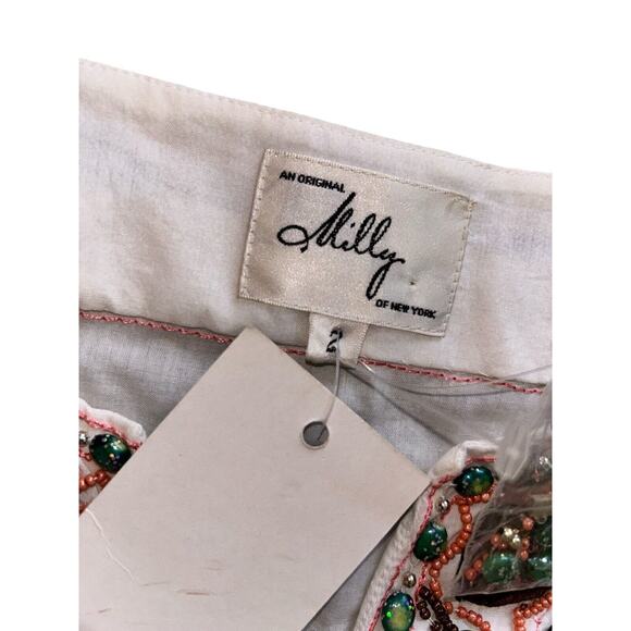 Milly New York Tunic Top NWT white/cream Jewels Mirror Embellished Sz 2 $274 - Picture 4 of 12